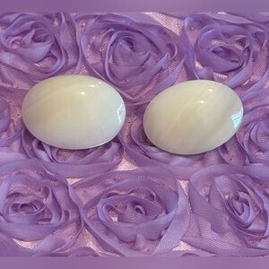 14K Mother of pearl polished oval earrings 18 x 24mm w/ 14k posts & backings